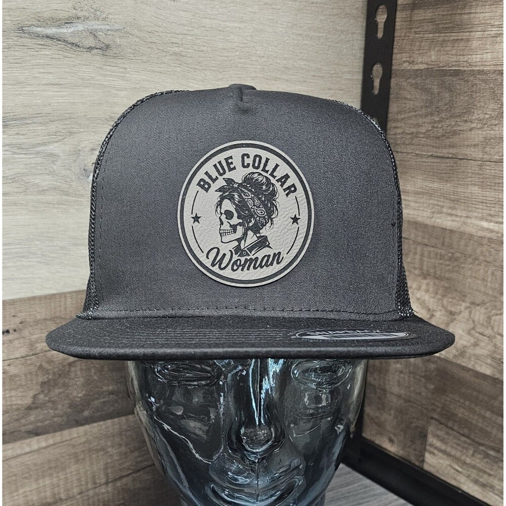Blue Collar Wom Patch Worker Leatherette Hat Patch 5 Panel Snapback